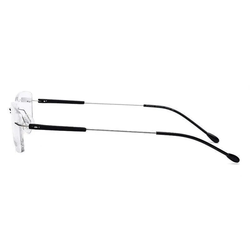 Unisex Rectangular Rimless Titanium Prescription Glasses 3125 — view 2 | Rx Spectacle