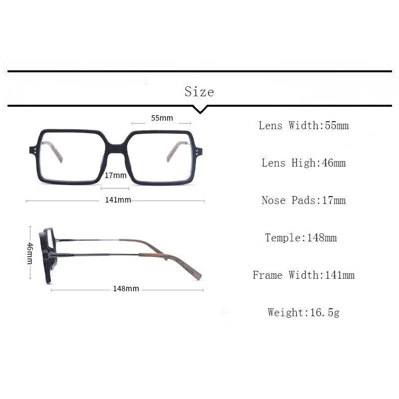 Unisex Square Full Rim Wood Oversized Prescription Glasses Ft8890 — view 7 | Rx Spectacle