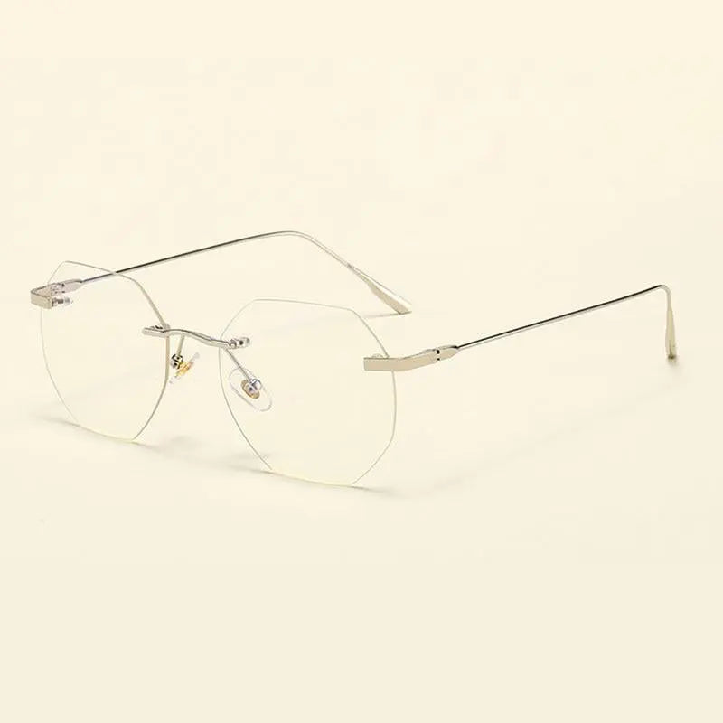 Men's Polygon Rimless Alloy Prescription Glasses 6213 — view 5 | Rx Spectacle
