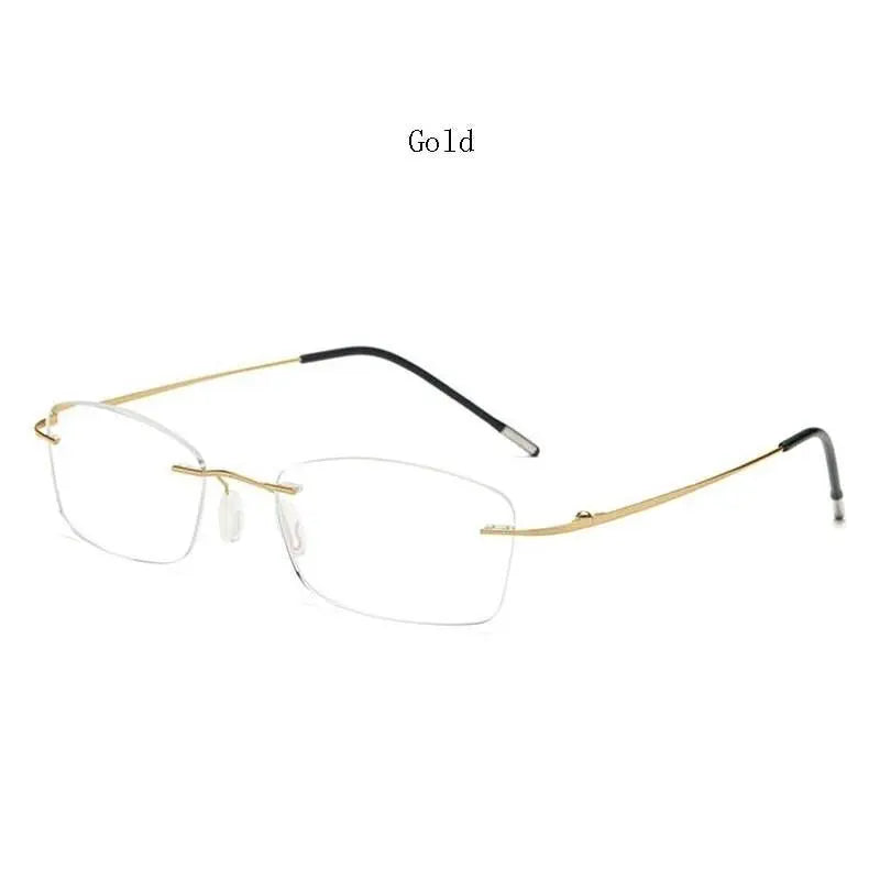 Unisex Rectangular Rimless Titanium Reading Glasses 8025 — view 11 | Rx Spectacle