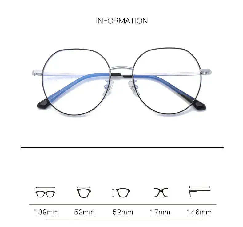 Women's Round Full Rim Titanium Flat Top Prescription Glasses 471122 — view 2 | Rx Spectacle