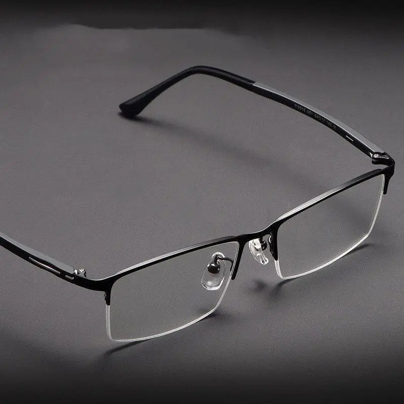 Unisex Semi-Rimless Titanium Prescription Glasses P9916 — view 7 | Rx Spectacle