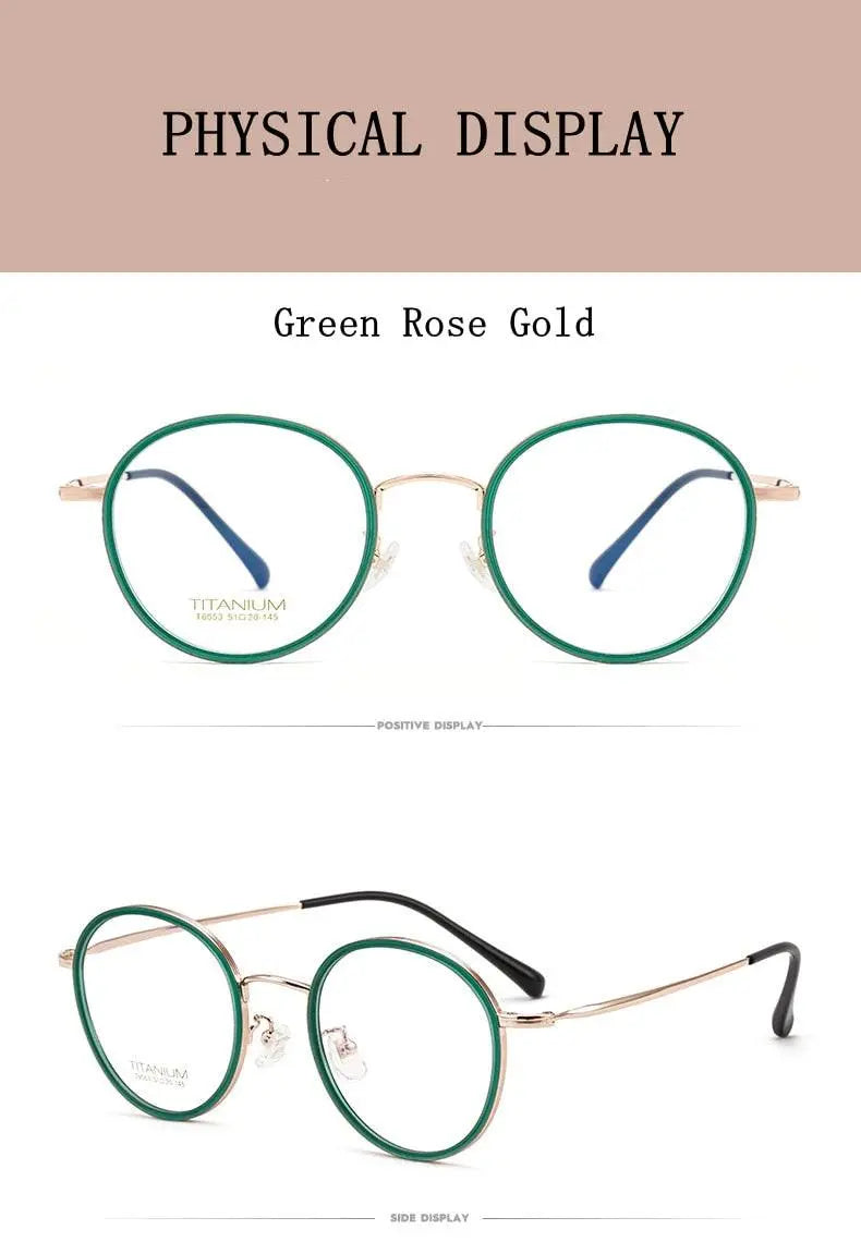 Unisex Round Full Rim Titanium Prescription Glasses T6053 — view 14 | Rx Spectacle