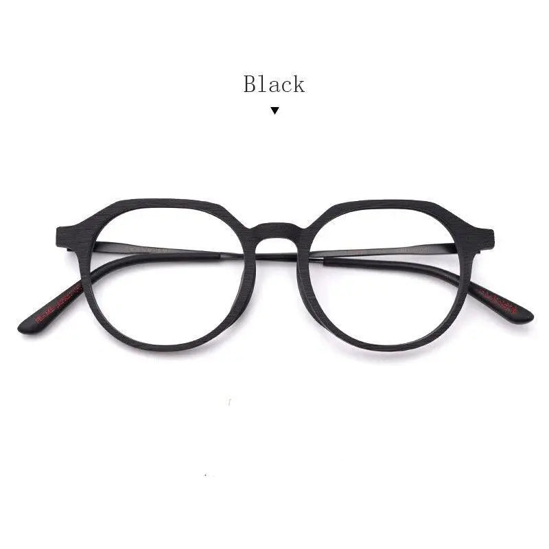 Unisex Round Full Rim Wood Prescription Glasses Ft8861 — view 5 | Rx Spectacle
