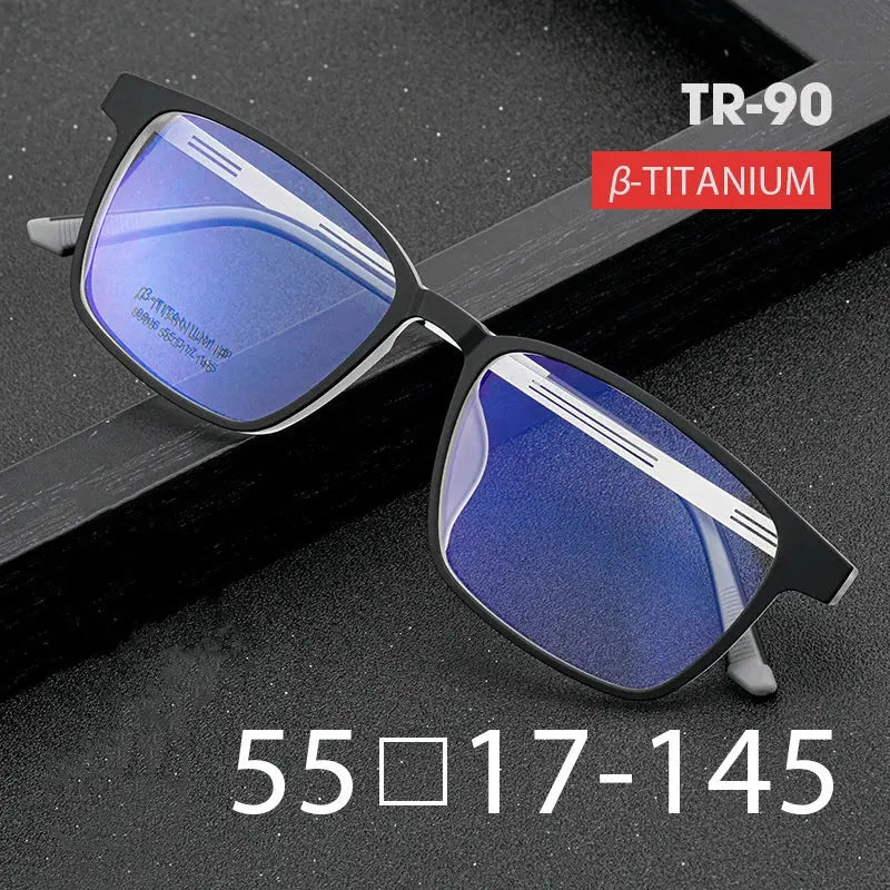 Men's Square Full Rim Titanium Prescription Glasses 8906 — view 4 | Rx Spectacle
