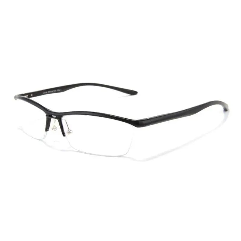 Unisex Rectangular Semi-Rimless Titanium Prescription Glasses Lv130 — view 3 | Rx Spectacle