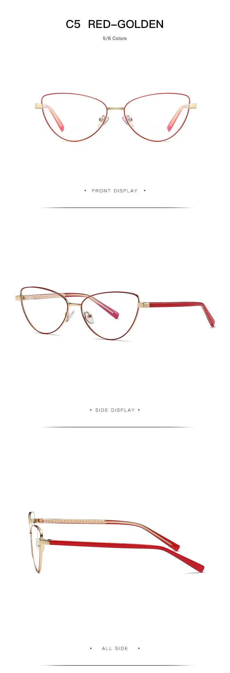 Women's Cat Eye Full Rim Alloy Prescription Glasses 3006 — view 24 | Rx Spectacle