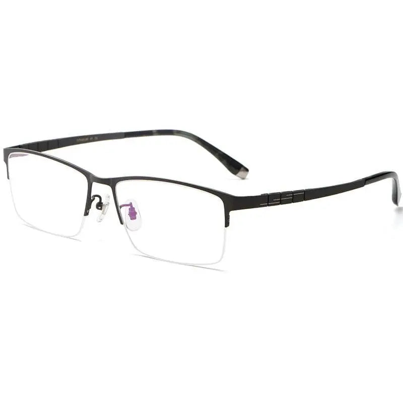 Men's Rectangular Semi-Rimless Titanium Prescription Glasses HT0186 — view 2 | Rx Spectacle
