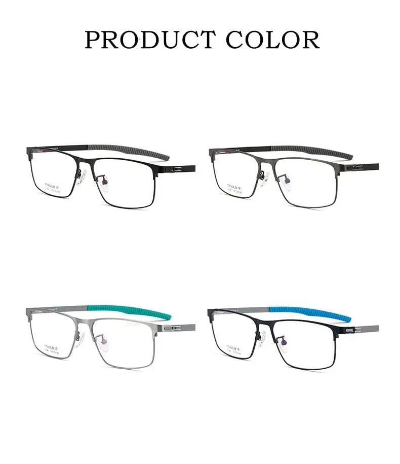 Men's Square Full Rim Titanium Prescription Glasses F1981 — view 11 | Rx Spectacle