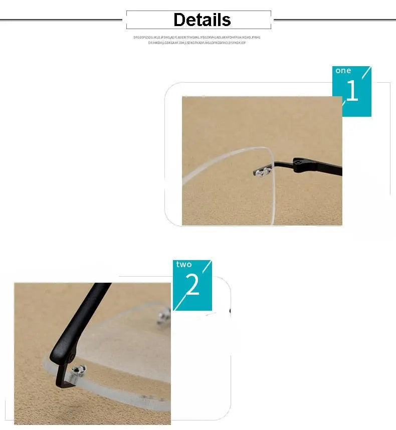Unisex Rectangular Rimless Alloy Prescription Glasses Rw004 — view 14 | Rx Spectacle