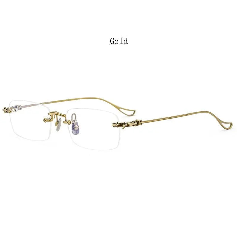 Men's Rectangular Rimless Titanium Prescription Glasses 8808 — view 2 | Rx Spectacle