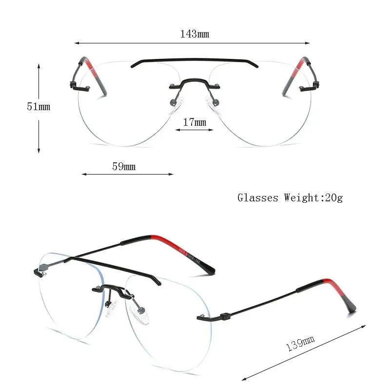 Unisex Round Rimless Alloy Double Bridge Prescription Glasses 81870 — view 9 | Rx Spectacle