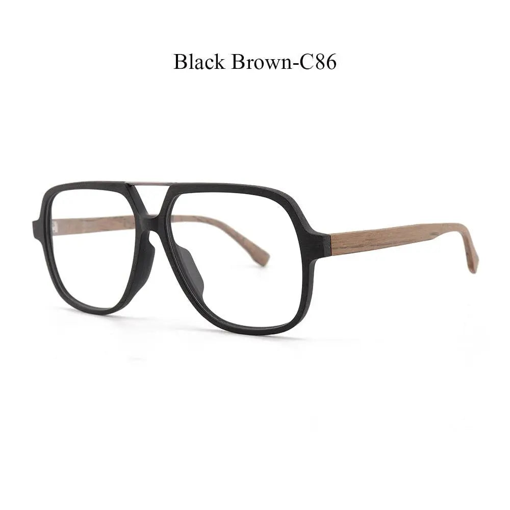 Unisex Square Full Rim Wood Oversized Prescription Glasses Ps8210 — view 3 | Rx Spectacle