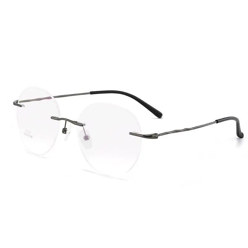 Unisex Round Rimless Titanium Prescription Glasses S7057 — view 6 | Rx Spectacle