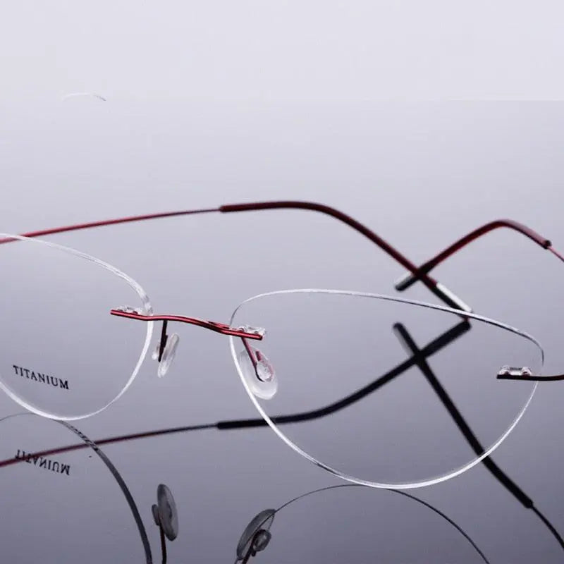 Unisex Cat Eye Rimless Titanium Prescription Glasses 20003 — view 2 | Rx Spectacle