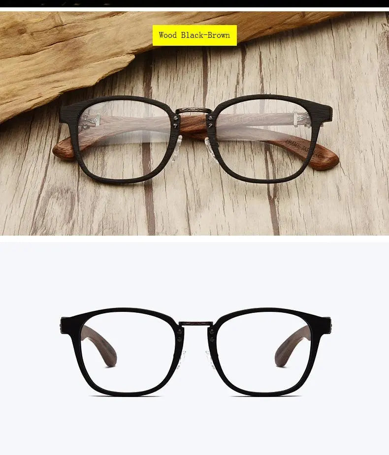 Unisex Round Full Rim Wood Prescription Glasses 7473d — view 10 | Rx Spectacle