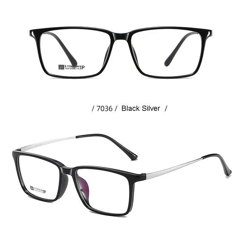 Men's Rectangular Full Rim Titanium Prescription Glasses 7036 — view 17 | Rx Spectacle