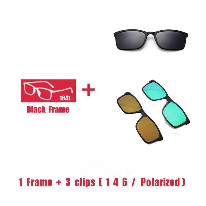 Unisex Square Full Rim Titanium Clip-On Prescription Glasses 1641 — view 10 | Rx Spectacle
