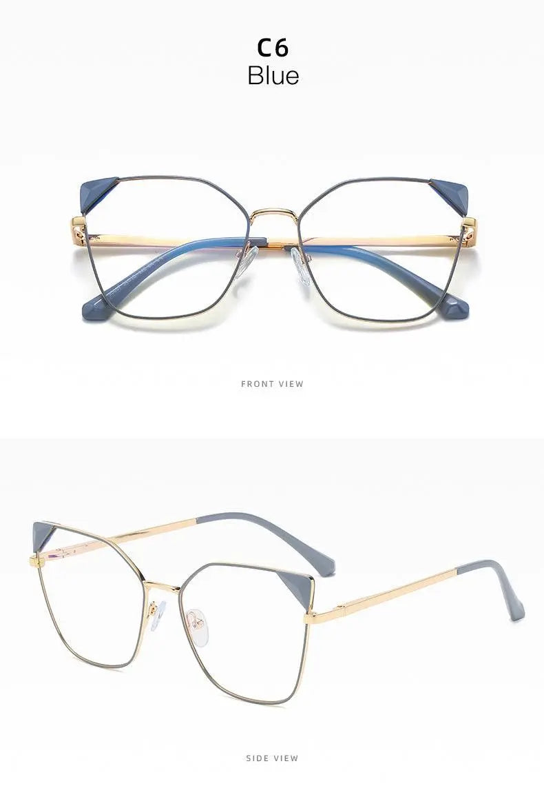 Women's Cat Eye Full Rim Alloy Prescription Glasses 95807 — view 19 | Rx Spectacle