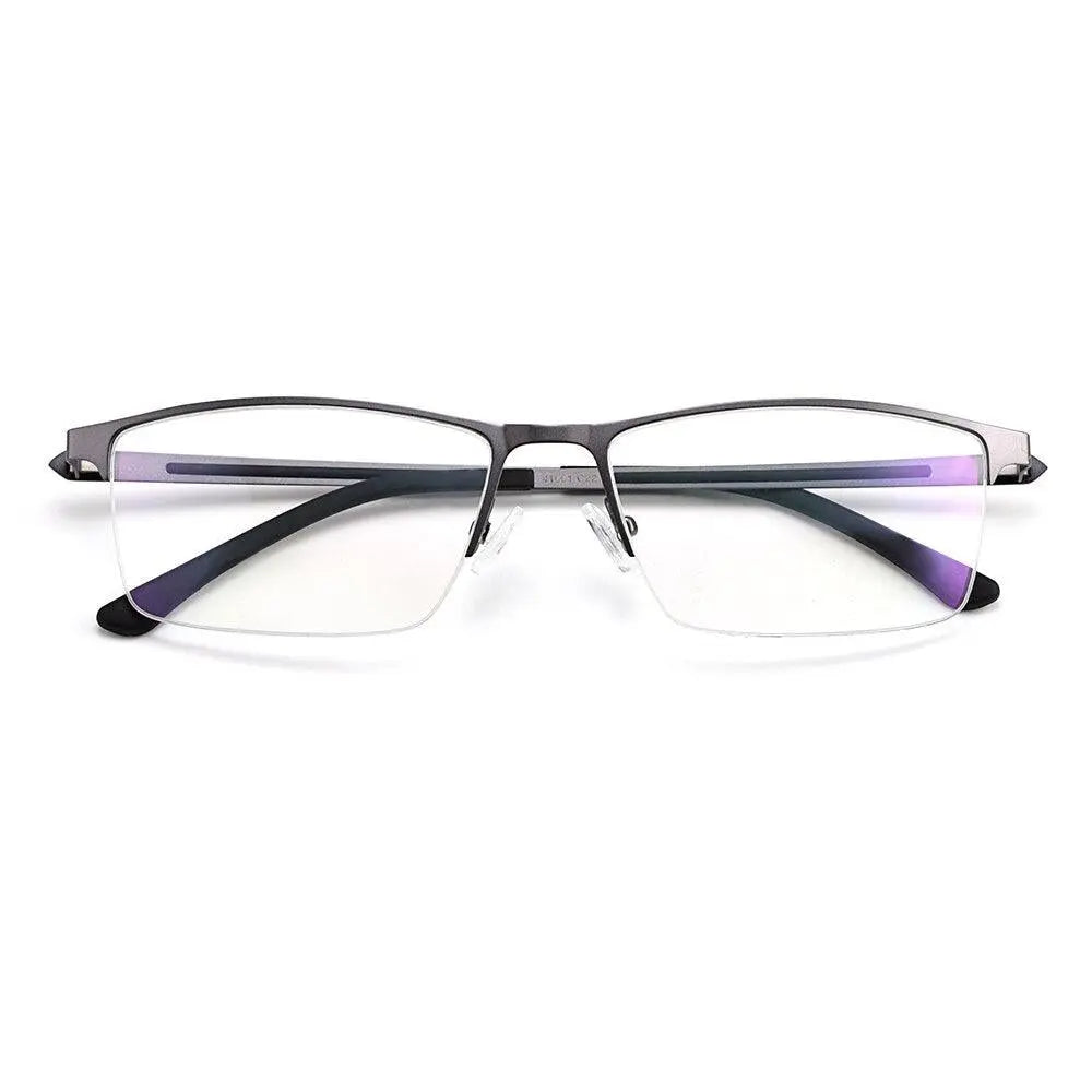 Men's Square Semi-Rimless Titanium Prescription Glasses S41001 — view 3 | Rx Spectacle
