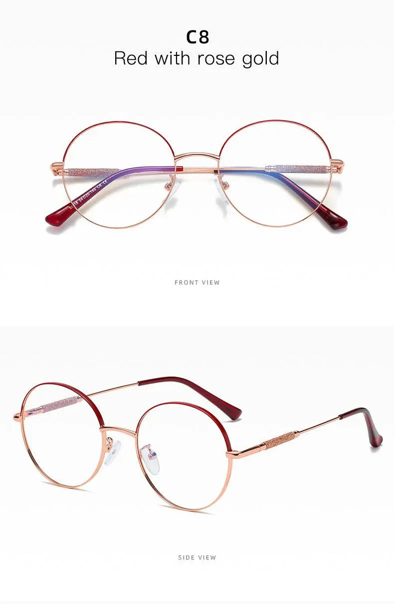 Women's Round Full Rim Alloy Prescription Glasses 95818 — view 19 | Rx Spectacle