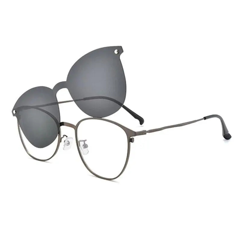 Unisex Oval Full Rim Titanium Clip-On Prescription Glasses S94002 — view 8 | Rx Spectacle