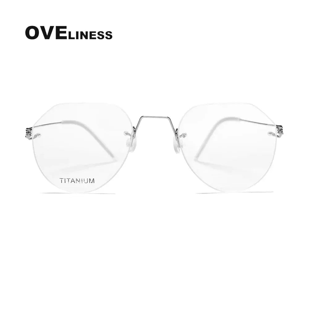 Women's Round Rimless Titanium Flat Top Prescription Glasses 399891 — view 5 | Rx Spectacle