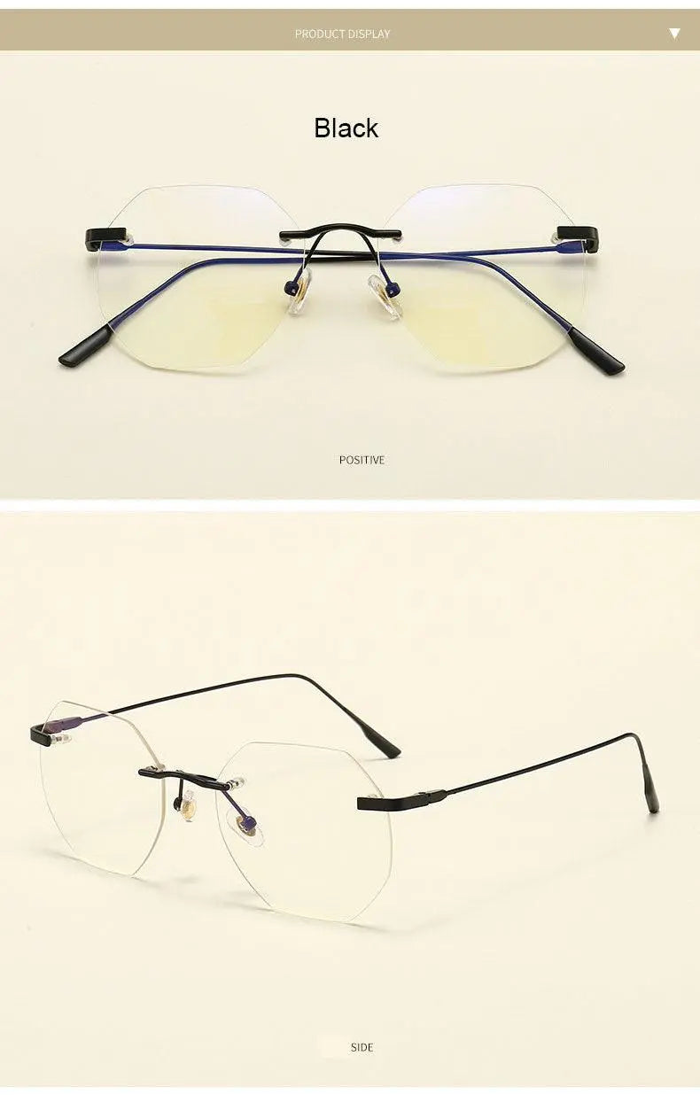Men's Polygon Rimless Alloy Prescription Glasses 6213 — view 18 | Rx Spectacle
