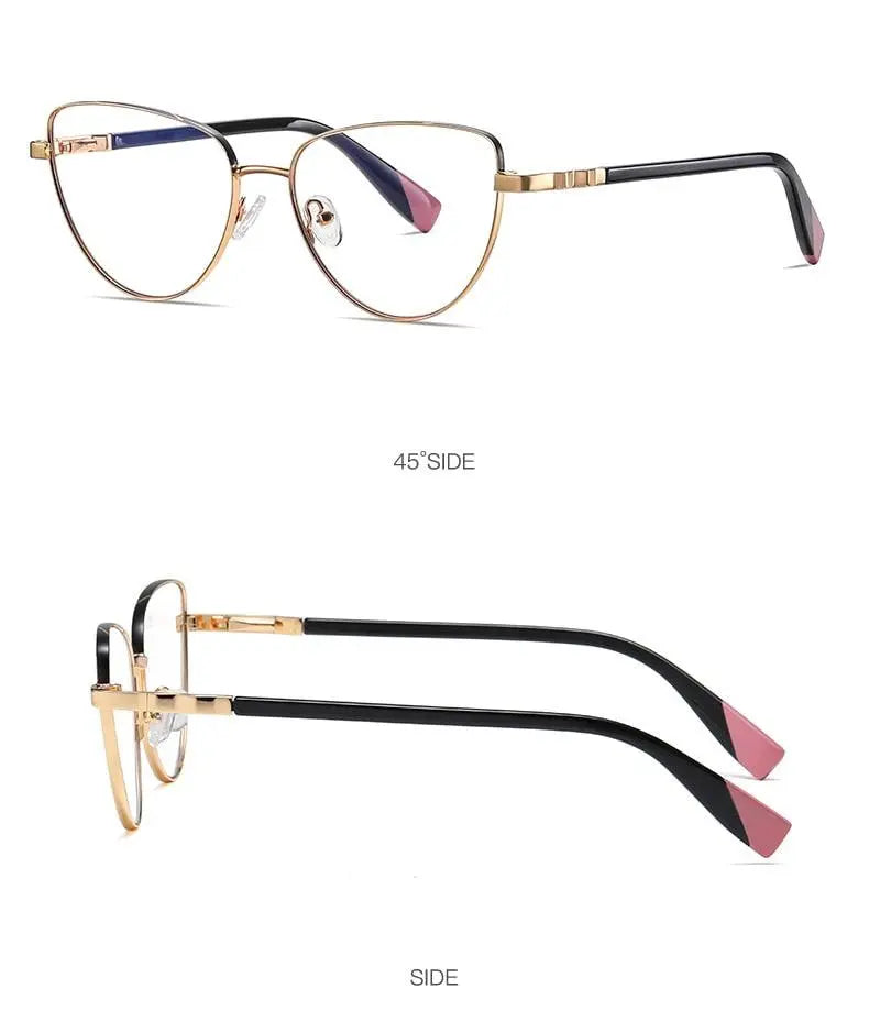 Women's Cat Eye Full Rim Alloy Prescription Glasses 3018 — view 18 | Rx Spectacle