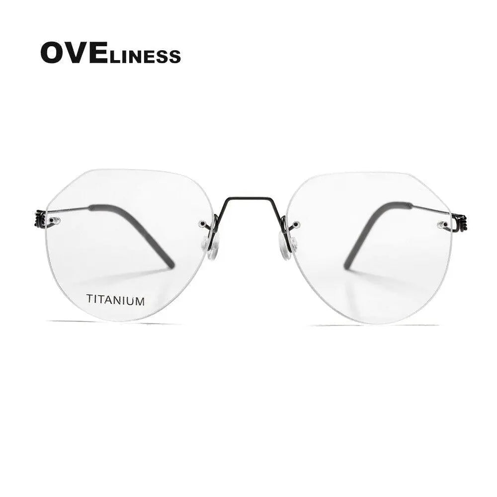 Unisex Round Rimless Titanium Screwless Prescription Glasses 9891 — view 3 | Rx Spectacle