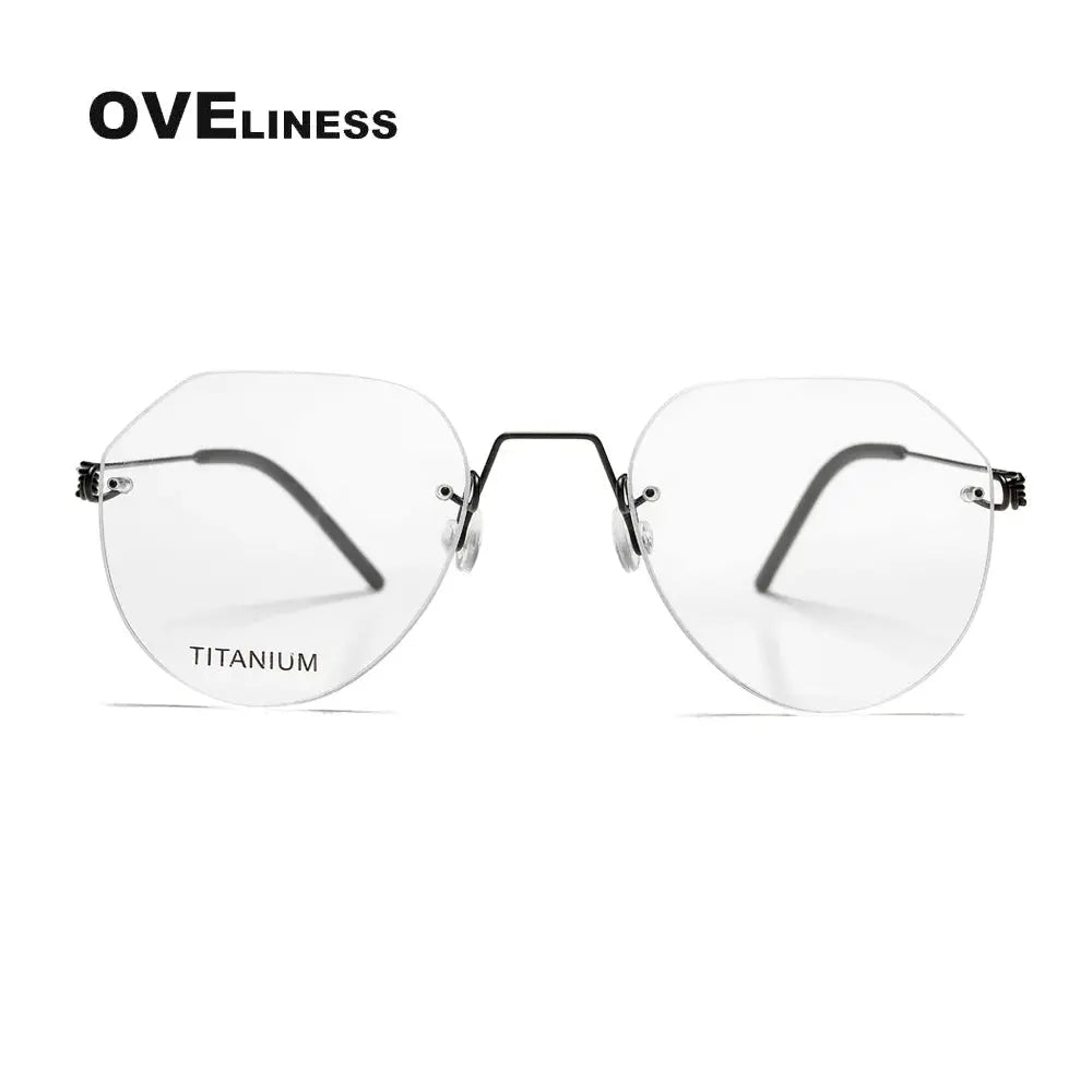 Women's Round Rimless Titanium Flat Top Prescription Glasses 399891 — view 4 | Rx Spectacle
