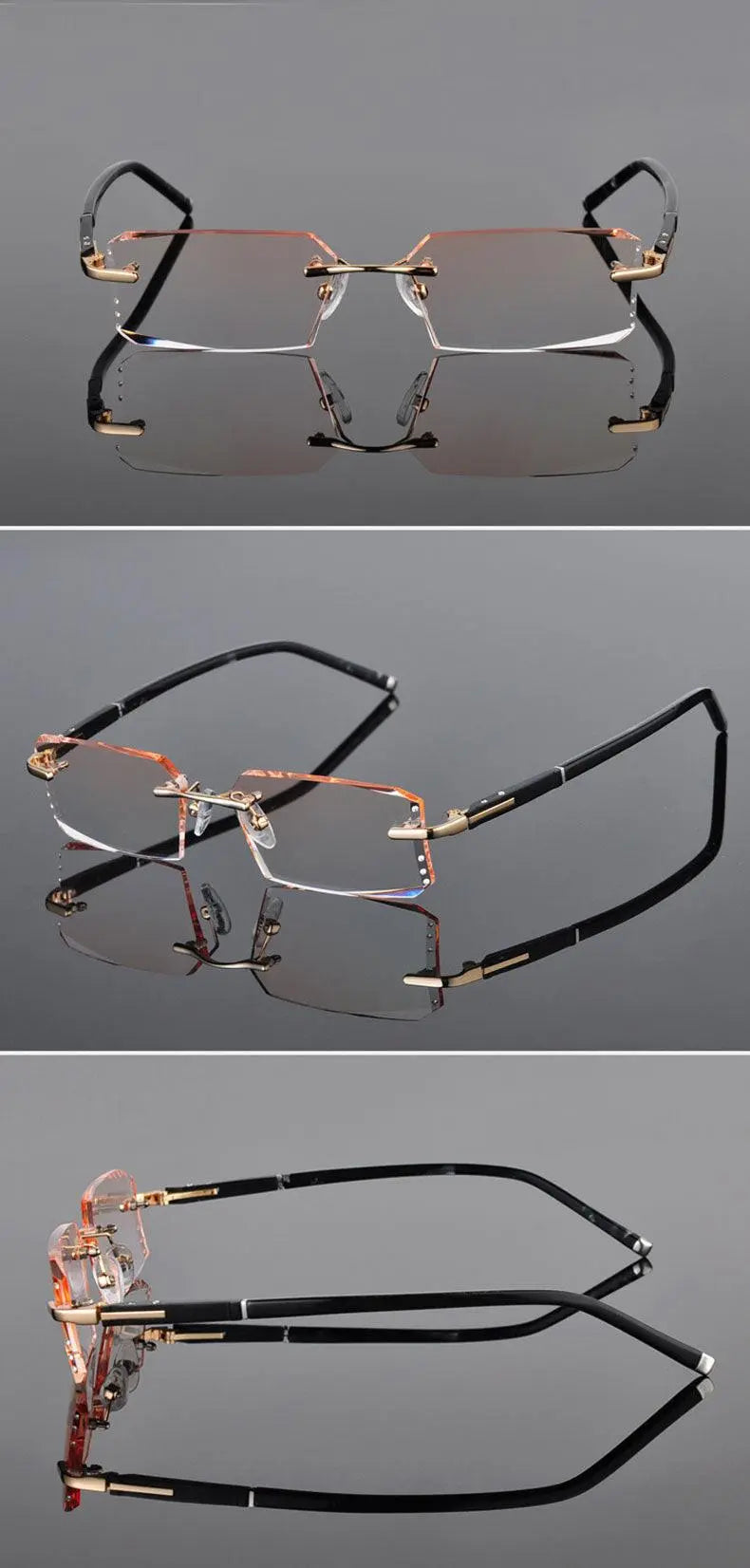 Men's Square Rimless Alloy Prescription Glasses R58003 — view 14 | Rx Spectacle