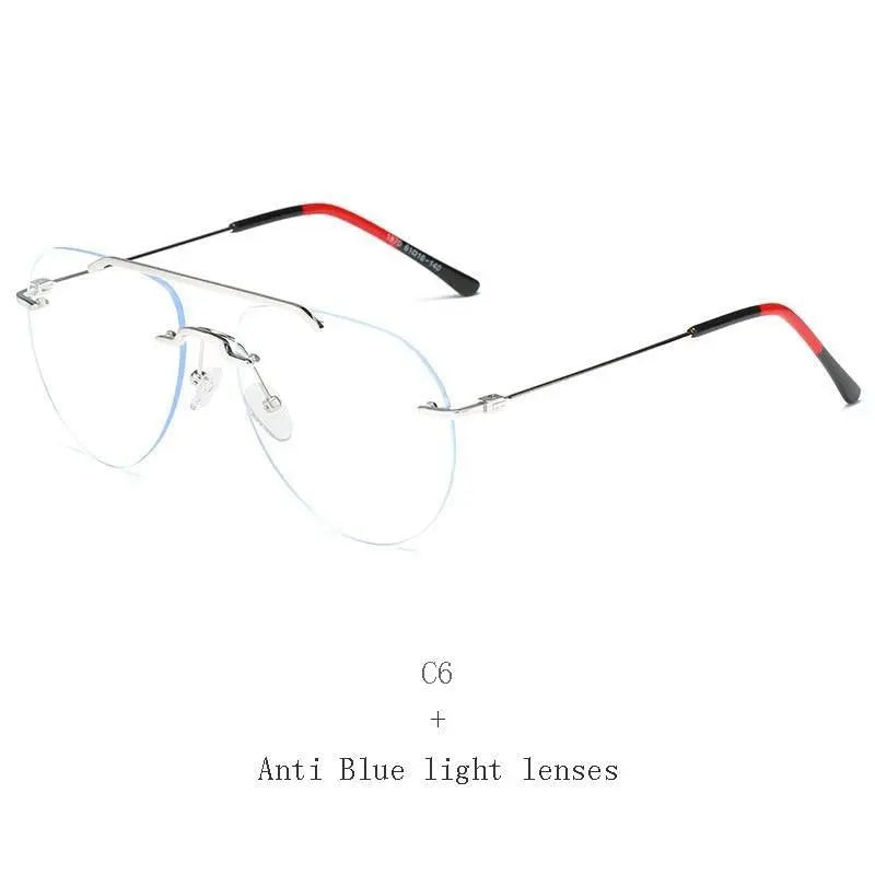 Unisex Round Rimless Alloy Double Bridge Prescription Glasses 81870 — view 5 | Rx Spectacle