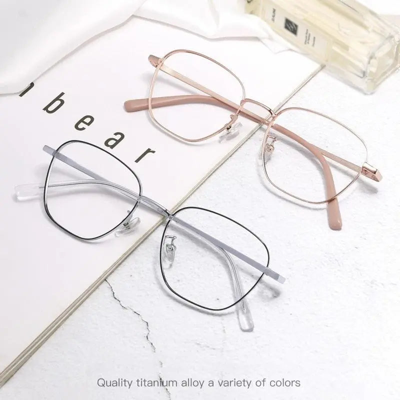 Unisex Polygon Full Rim Titanium Prescription Glasses 9026JY — view 9 | Rx Spectacle