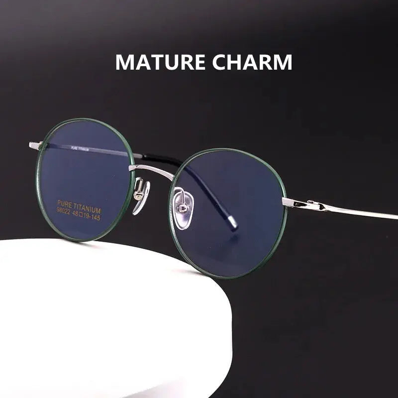 Unisex Round Full Rim Titanium Prescription Glasses 98022 — view 3 | Rx Spectacle