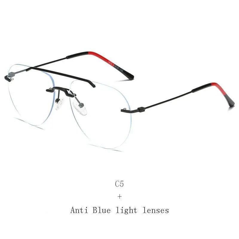 Unisex Round Rimless Alloy Double Bridge Prescription Glasses 81870 — view 4 | Rx Spectacle