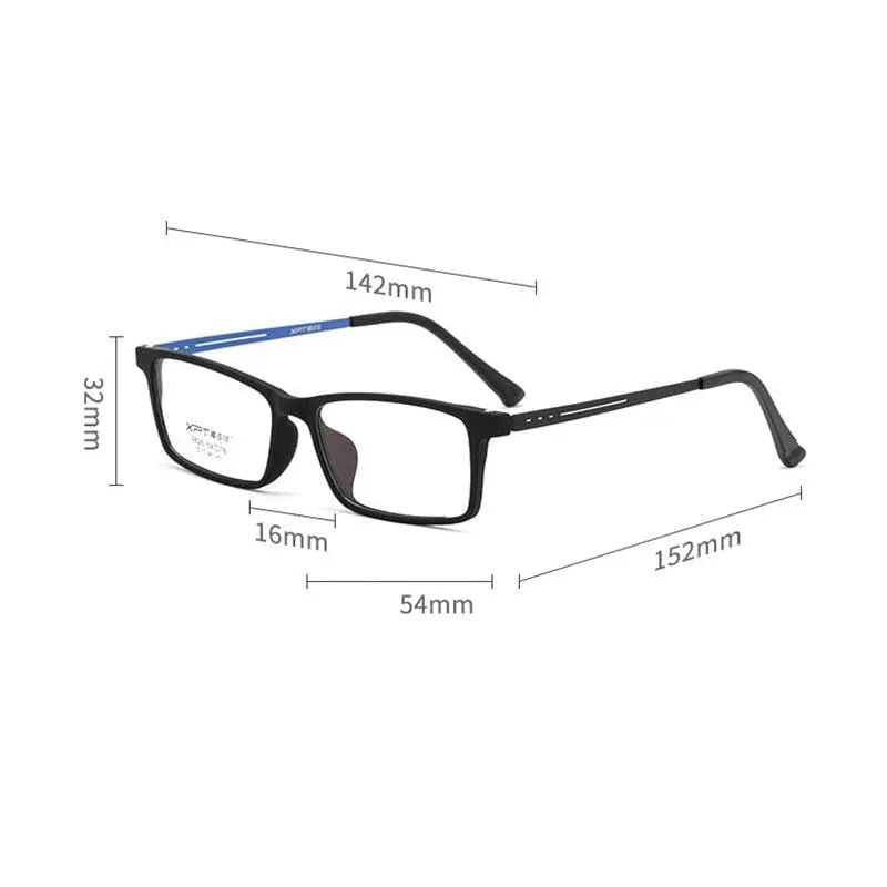 Unisex Rectangular Full Rim Titanium Prescription Glasses 9826 — view 4 | Rx Spectacle