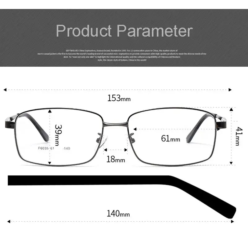 Men's Square Full Rim Alloy Prescription Glasses 6035 — view 4 | Rx Spectacle