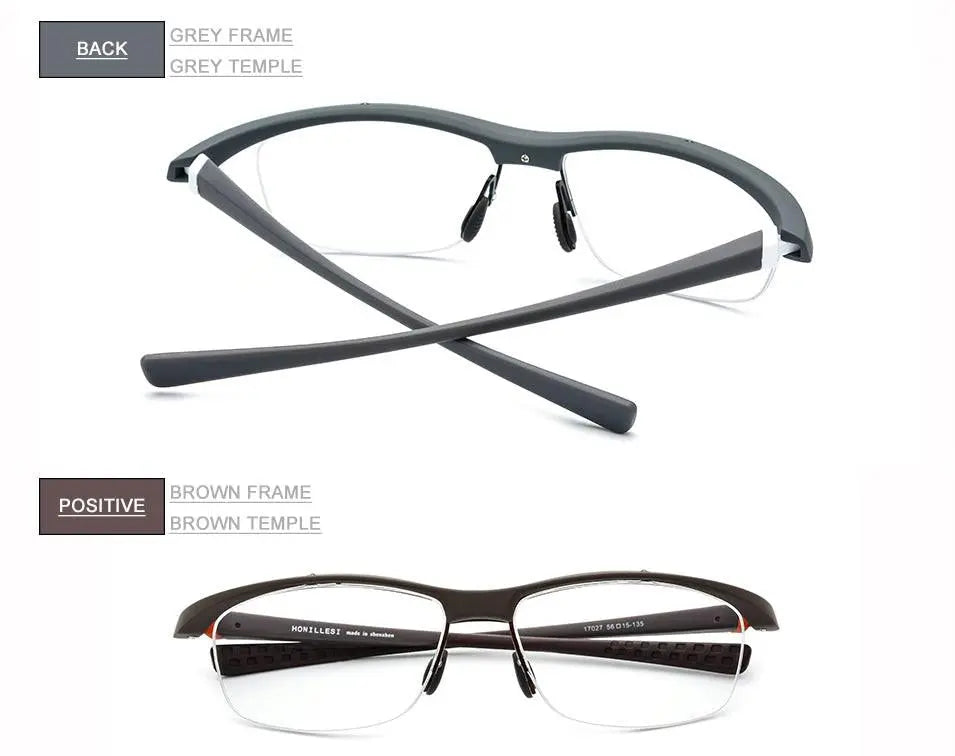 Men's Rectangular Semi-Rimless TR90 Sports Glasses 7027 — view 19 | Rx Spectacle