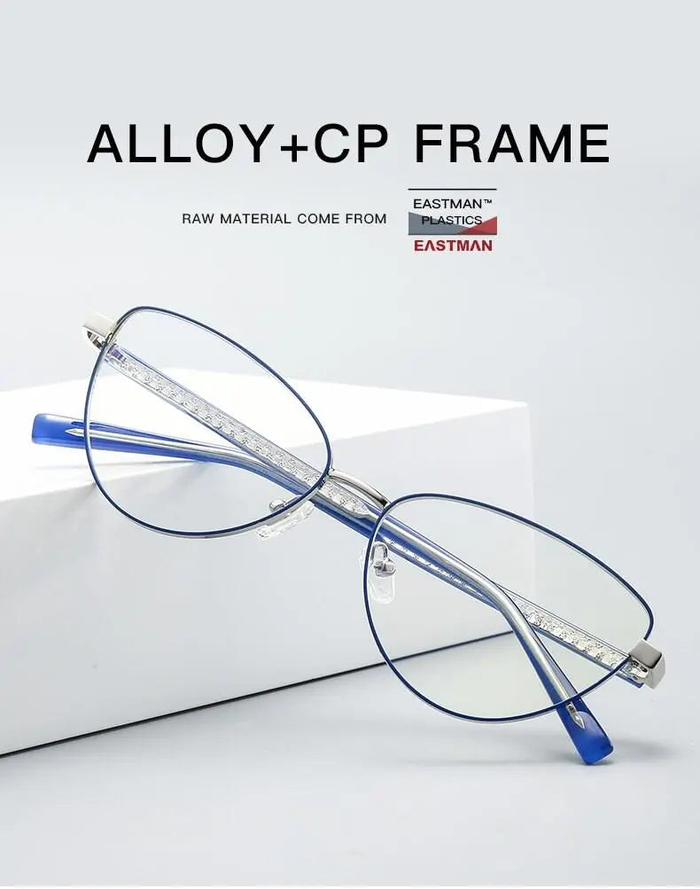 Women's Cat Eye Full Rim Alloy Prescription Glasses 3006 — view 15 | Rx Spectacle