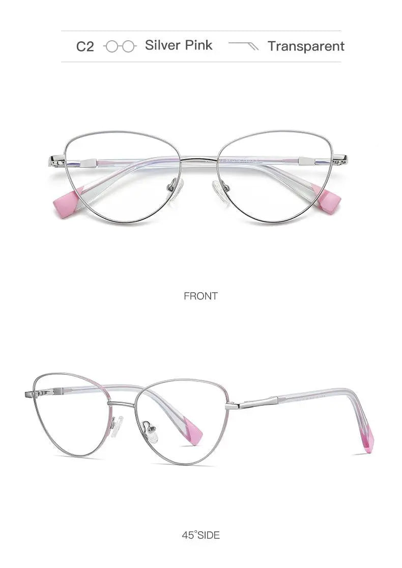 Women's Cat Eye Full Rim Alloy Prescription Glasses 3020 — view 15 | Rx Spectacle