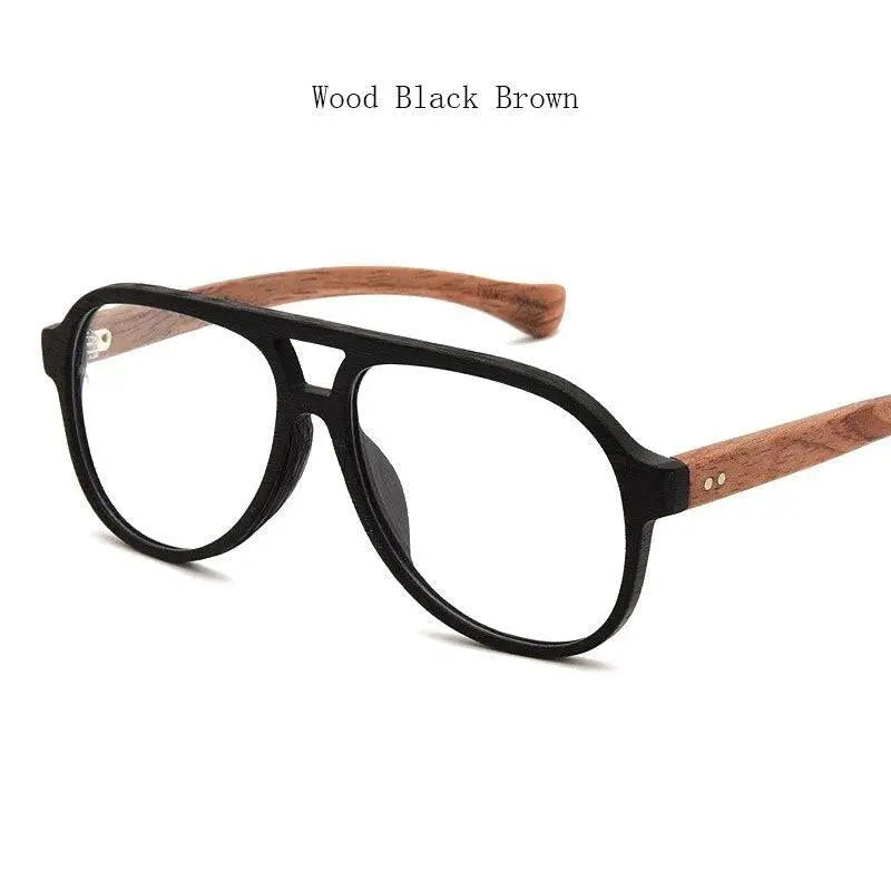 Unisex Round Full Rim Wood Double Bridge Prescription Glasses 7428d — view 5 | Rx Spectacle