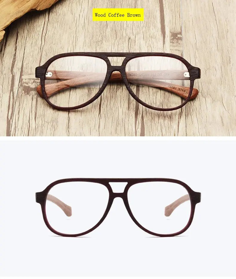 Unisex Round Full Rim Wood Double Bridge Prescription Glasses 7428d — view 15 | Rx Spectacle