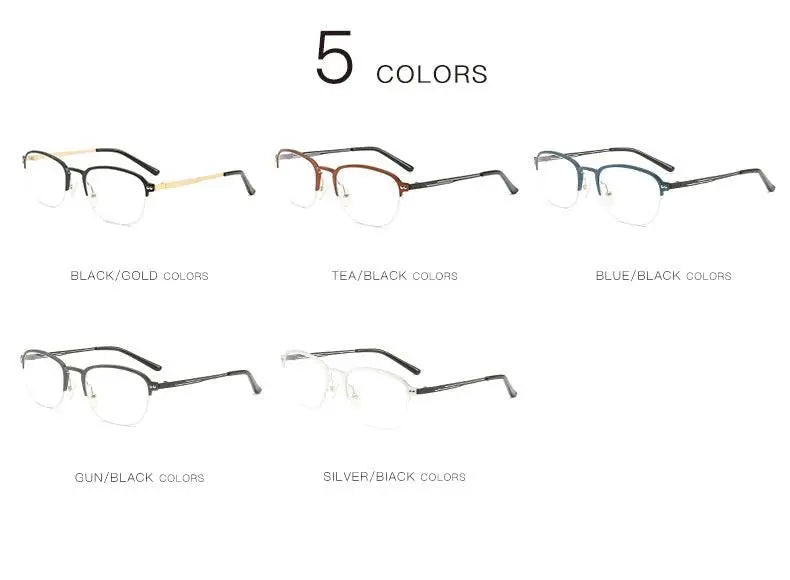 Unisex Square Semi-Rimless Titanium Prescription Glasses 6097 — view 11 | Rx Spectacle