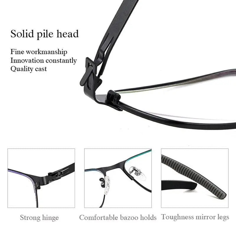Men's Square Full Rim Titanium Prescription Glasses F1981 — view 7 | Rx Spectacle