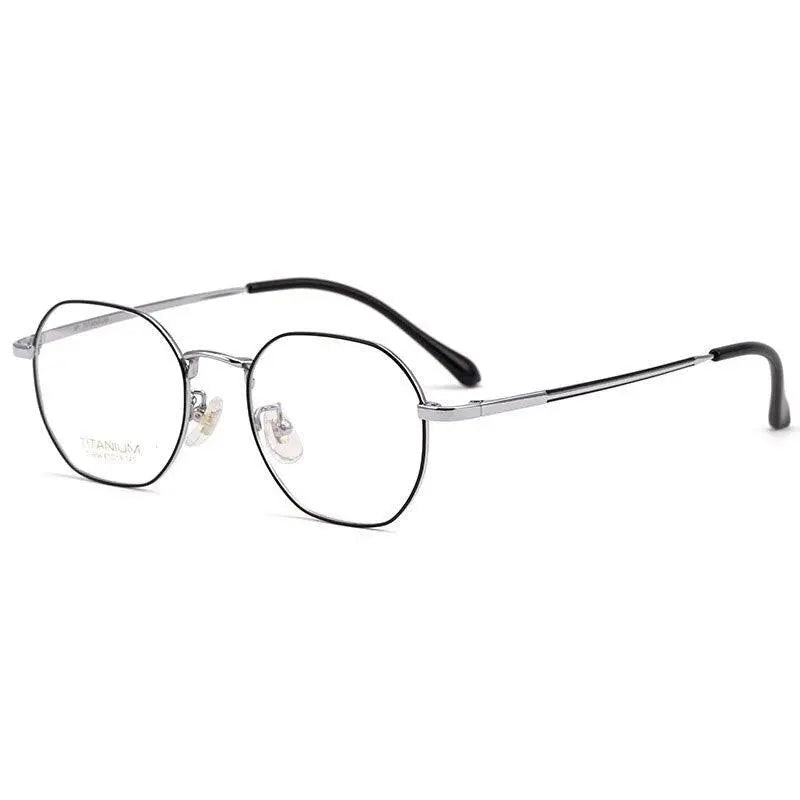 Unisex Polygon Full Rim Titanium Prescription Glasses T3956 — view 3 | Rx Spectacle