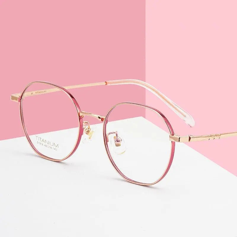 Women's Round Full Rim Titanium Prescription Glasses S1918 — view 1 | Rx Spectacle