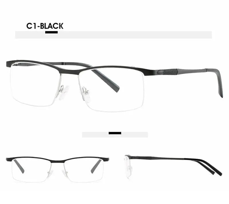 Unisex Square Semi-Rimless Alloy Prescription Glasses 6303 — view 12 | Rx Spectacle