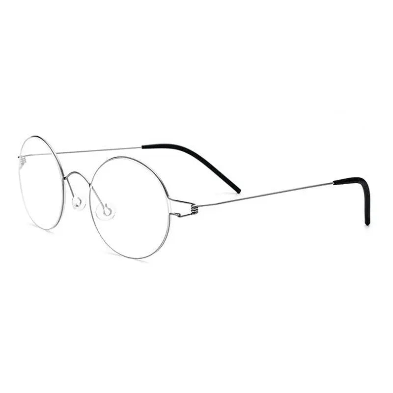 Unisex Round Full Rim Titanium Screwless Prescription Glasses 28607 — view 6 | Rx Spectacle