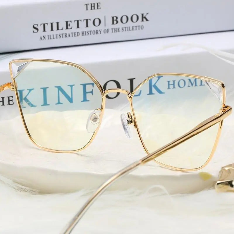 Women's Cat Eye Full Rim Alloy Prescription Glasses 95807 — view 5 | Rx Spectacle